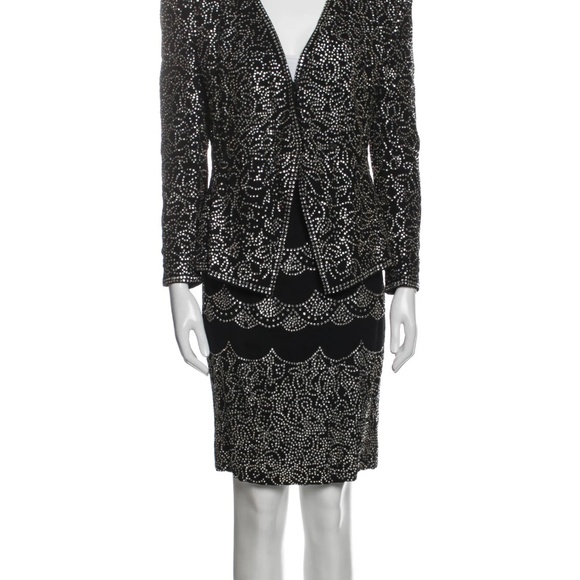 Vintage Abby Fredelle 100% Silk Beaded Skirt Suit Set — Size 6 - Picture 2 of 6